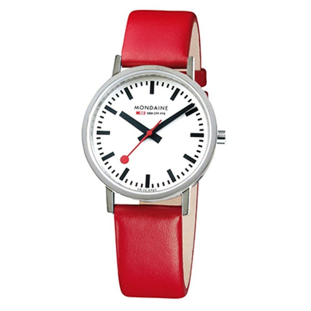 CLASSIC 36MM  BRUSHED, Red strap